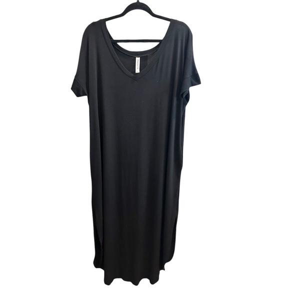 Elegant Black Maxi Dress V-Neck size Large - Picture 2 of 4